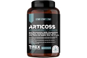 T-REX INTEGRATORI ARTICOSS Suplemento para Articulaciones, Huesos y Cartílagos con Glucosamina, Condroitina, MSM, Garra del Diablo, Vitamina C y D, Colágeno y Ácido Hialurónico. 60 comprimidos.
