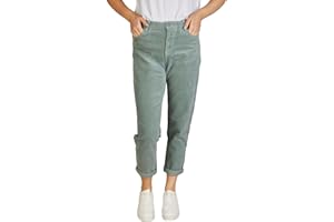 DENIMFY Cordhose Damen Mom Fit High Waist Gerades Bein Stretch DFLisa Cord Hose Pants Reißverschluss Taschen Einfarbig Grau Rose Blau Beige Grün S M L XL XXL
