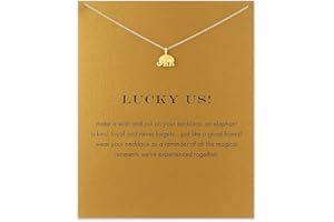 ZYAWP Friendship Gold Sun Compass Necklace Good Luck Elephant Pendant Chain Necklace with Message Card Gift Card