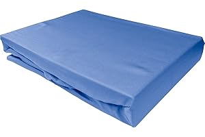 ‎BETTWAESCHE-MIT-STIL Bettwaesche-mit-Stil Mako Satin Spannbettlaken Spannlaken Spannbetttuch (90 cm x 200 cm, Matratzenhöhe 12-20 cm, Hellblau)
