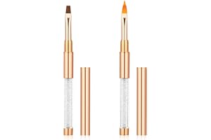 BUTBU Nagelborstar, 2 st professionella gelborstar med lock | 2 i 1 Nail Art Pen Tillbehör Nagelverktyg UV Gel Acryl Nails, f