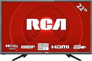 RCA RB22HT5 22 Inch FHD TV, Freeview HD DVB-T2-C-S2 Dolby Digital Audio Kitchen TV, FHD LED Backlighting Display, HDMI VGA PC Audio SCART USB Record Media Player, Small TV for Small Lounge Kitchen