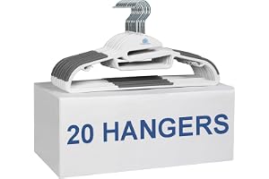 Homestrap Anti-Slip S-Shaped Plastic Hanger Pack of 20 | 4 in 1 Organizer Hanger | 360° Swivel Hook, Accessory bar, Pant bar, Non-Slip Grips & Strap Hooks| Jackets, Shirts, Camisole, Dresses & Suits