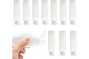 MUNSKT 10 Unidades Botellas de viaje de 30 ml para artículos de tocador,botellas exprimibles de plástico,botellas de viaje transparentes vacías a prueba de fugas para champú, acondicionador y lociones