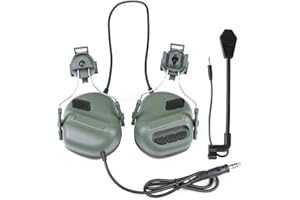 Gexgune Cuffie tattiche con Adattatore per rotaia elmetto rapido Cuffie da tiro Airsoft Militari Accessori di Comunicazione dell'Esercito, Nessuna Funzione di riduzione del Rumore