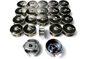 EVERNICE Lot de 2 boîtiers de bobine en queue de cochon et 20 bobines en acier pour Juki Tl98 98E 98Q Singer 20U 188U PFAFF : Hobby Grand Quilter HGQ