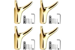 RXXR 4 sztuki haczyków na ubrania z głową byka, ze śrubami, ze stopu cynku, haczyki ścienne, uniwersalne haczyki do łazienki, kuchni, sypialni, haczyki na płaszcz (złote)