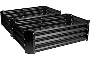 Harbour Housewares Raised Garden Bed - Anthracite - 120 x 60cm - Rectangle - Pack of 2 - Bottomless Galvanised Steel Planter Box for Growing Outdoor Plants, Vegetables, Flowers and Herbs
