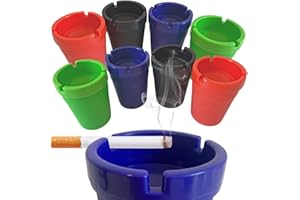 MYSELF NARAMAKI® - Cenicero de 8 unidades de colores con tapa extraíble y antiolor - Para coche, ambientes exteriores e interiores - Playa - Para bares hoteles y restaurantes - Medidas 8 x 10 cm