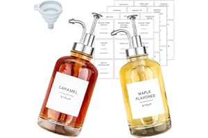 Kamanan Lot de 2 distributeurs de sirop de café, d'huile d'olive, de vinaigre et d'huile - 500 ml - Distributeur de sirop en érable - Pour café, bar, cuisine (argenté)