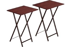 HOOBRO Fällbara TV-brickbord, set med 2 sidobord för litet utrymme, industriella snackbord för att äta i soffan, stabil metal