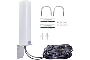 ACONRFTOL 4G 5G LTE Antenna Outdoor 698-2700 3300-3800MHz Omnidirectional with Dual SMA Male Connector RG58 Cable and SMA Female to TS9 Male Adapter High Gain for 3G 4G Router Modem Router Wireless