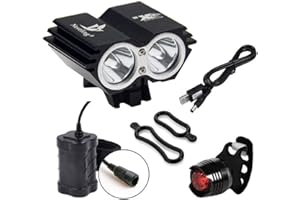 Nestling® 5000Lm Bike Light Set, USB Rechargeable Bicycle Lights with 4 Modes, Waterproof Mountain Road Bike LEDs
