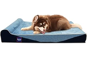 Laifug Orthopedic Memory Foam Dog Bed with Durable Water Proof Liner and Removable Washable Cover (116ⅹ69ⅹ11cm, Denim Blue)