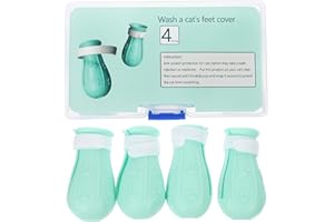 PATKAW 4Pcs Cat Shoes Socks Cat Dog Paw Protection Socks Anti- Scratch Cat Claw Rubber Caps Pets Socks Puppy Kitten Wear for Bathing Washing