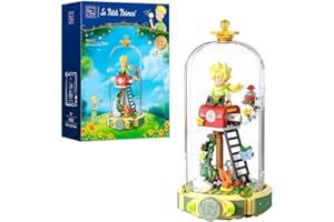 PAN TASY Le Petit Prince Rose Mailbox Building Block Set, Creativo DIY Exhibidor de Flores con Cúpula de Globo Rotatorio, Kit de Modelo Coleccionable para Adultos y Niños