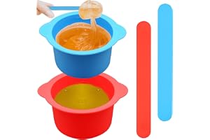 2 st silikonvaxvärmare, värmefoder med non-stick-beläggning för hårborttagning - 2 spatel ingår (blå