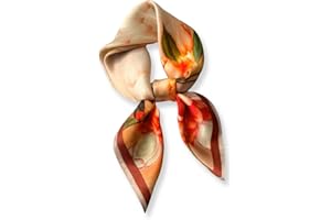 PoeticEHome 100% Pure Mulberry Silk Neck Scarf 26"x26" Women Square Neckerchief Headscarf Gift Packed