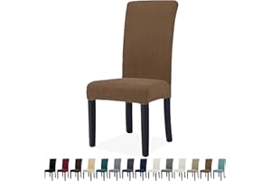 YSTELLAA Extensible Housse De Chaise 6 Pièces, Housse De Chaise Salle À Manger, Universel, Modern, Doux Confortable, Amovible Lavable, pour Mariage,Cuisine, Banquet, Marron