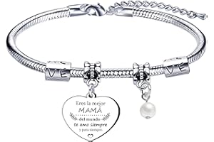 Lumengqi Pulsera para Mamá Pulsera Mamá personalizada día de la Madre Regalo original，pulsera mamá e hija Regalo de cumpleaños para mamá，Regalo para mi mamá de Navidad