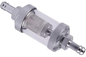 Liseng Universal Chrom Glas Kraftstoff Benzin Dieselmotor Inline Filter 5/16 "8mm Silber für Motorräder