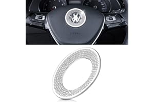 ‎VDARK VDARK Lenkrad Logo Kappen Aufkleber Emblem Logo-Abdeckung für VW Volkswagen Zubehör Bling Kristallstein Jetta Passat Golf Tiguan Teramont Arteon Atlas Tanoak Silber