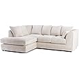 New Luxor Fabric Corner Sofa Cream | Soft Jumbo Cord 3-4 Seater Corner Sofa (Cream, Left Hand Facing)