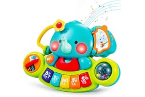 HOLA Baby Toys 6 to 12 Months Musical Elephant Piano Baby Toy 6 Months Plus 12 18 Months Interactive Early Learning Toys for 6 Month Old Babies Girls Boys Gifts