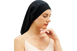 Desmend Cuffia Seta Capelli Notte Dormire Proteggere i Capelli Adatto per Capelli Lunghi Fino alle Spalle, Capelli Corti e Ricci 32×42cm (1 Pezzo Black)