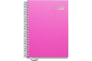 Teacher Planner 2025-2026 A4 size by Pirongs | 7 Lesson Planner for Teachers | Page a day | Undated, Hardback, Wiro-bound Teachers Planner - Pink