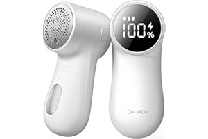 GAIATOP Rasoir de Tissu Rechargeable pour Pull, Anti-Peluches, Affichage numérique Intelligent, pour vêtements et Meubles, Blanc (1 pièce)