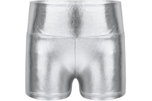 YOOJIA Kinder Shorts Metallic Glänzend Sportshorts Turnshorts Mädchen Hotpants Gymnastik Tanz Shorts Fitness Kurze Hose in Gr.116-164
