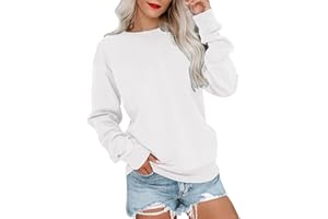 VIGVAN Damen Sweatshirt Pullover Elegant Basic Langarmshirt Rundhals Baumwolle Pulli Herbst Winter Casual Oberteile Langarm Tops