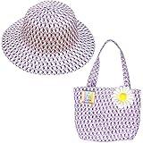 Matching Cute Lilac Go Glam Bonnet Summer Hat &amp; Bag Girls Fancy Dress Party Accessories