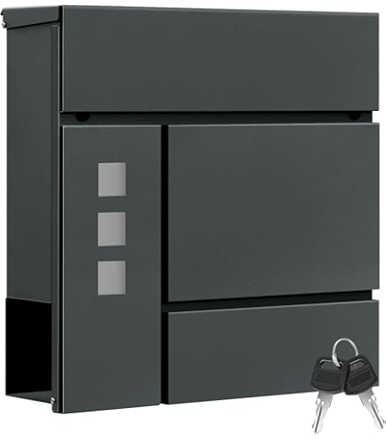 Cassetta Postale Da Esterno WOLTU - Con Finestra Di Visualizzazione, Targhetta E Scomparto, Antracite