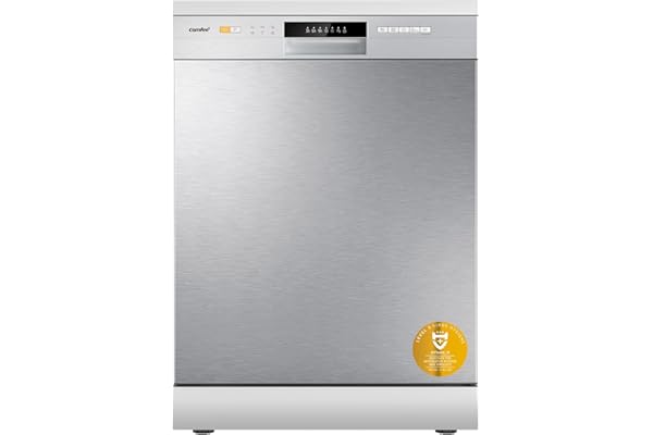 COMFEE' CDWPF1201PS Lave-vaisselle Pose Libre, 60 cm, 12 couverts, départ différé, fonction demi-charge, paniers flexibles - Acier Inoxydable, 49 dB, Commande Bouton