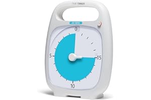 TIME TIMER PLUS 20-minutowy wizualny zegar analogowy – opcjonalny aktualny alarm (regulator głośności), bez głośnego tykania; narzędzie do zarządzania czasem (biały)
