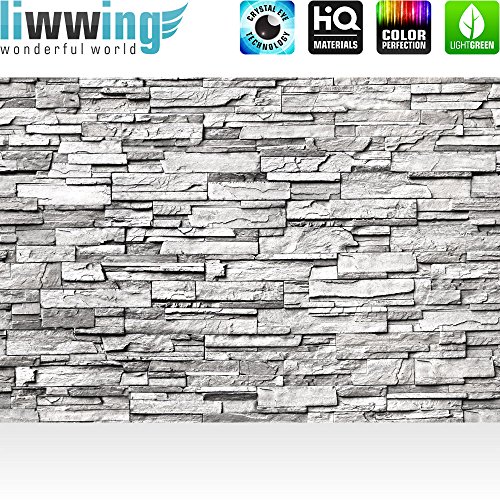 Vlies Fototapete 400×280 cm PREMIUM PLUS Wand Foto Tapete Wand Bild Vliestapete – NOBLE STONE WALL – GREY – Steintapete Wandbild Steinwand Steintapete Asia Stone Asien – no. 132 - 2