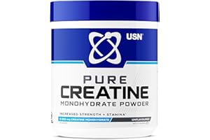USN Micronized Creatine Monohydrate Powder, Unflavoured - 500g, Energy Drink for High Intensity Training, Muscle Growth, 100% Micronized Creatine Powder for Intra Workouts, Dietary Supplement