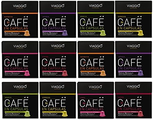 Viaggio Espresso Coffee Capsules Compatible with Nespresso Machines Selection Without Decaffeination (120 Capsules)