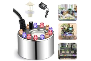 HOVCEH Ultraschallvernebler Mini, Ultraschall Vernebler mit 12 LED Fogger, Mini Nebelmaschine mit abnehmbarem Spritzschutz, Ultraschall Nebelgerät für hexenkessel,Teich,Garten, Halloween Decor