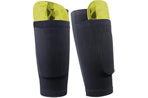 Vintree Fútbol Espinilleras Doble Capa Calcetines Fijo Manga Soccer Shin Guard Sleeves Medias elásticas Calcetines Manga Protectora Partido de Futbol Sin espinilleras plástico