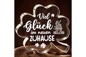 Encoink Einzugsgeschenke Wohnung und Haus, Einweihungsgeschenk Haus & Wohnung – Glücksklee Acryl Deko, Geschenk zum Einzug, Richtfest Geschenk für Frauen Männer Kollegen Nachbarn