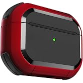 Minesk Airpods 4 ile Uyumlu Armor Serisi Darbelere Karşı Ultra G&uuml;&ccedil;l&uuml; Koruma Fiber Karbon Arka Tasarım Kılıfı (Kırmızı, Airpod
