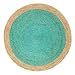 Produktbild Green Decore Handgefertigte geflochtene runde Naturfaser Jute Teppich, Natur (120 cm Durchmesser, Oculus Turquoise)
