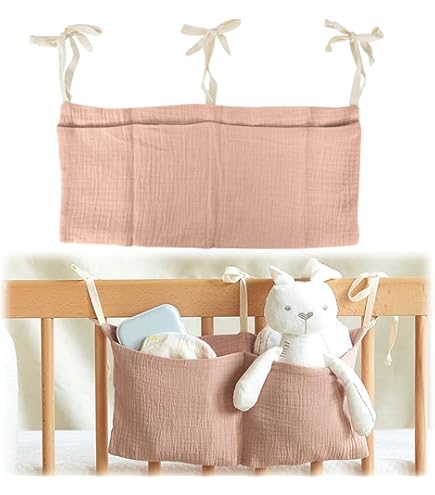 1 organizer per bambini da 39 x 20 cm, da appendere al letto, tasche doppie, borsa portaoggetti da appendere per vestiti, pannolini, giocattoli