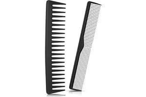 BBTO Grzebień fryzjerski, 2 sztuki, szerokie zęby, grzebień do włosów, 2 zęby, drobne, grube i grube, zestaw grzebieniowy do stylizacji włosów, dla kobiet, dziewcząt, akcesoria do włosów, kolor czarny