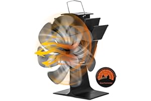 MONKRICT Stove Fan, 2023 Upgrade 7 Blades Log Burner Fans Wood Stove Fan with Thermometer, Eco Friendly Stove Fan for Wood Burning Stove, Silent Woodburner Stove Fan Heat Powered, Small Fireplace Stove Top Fan