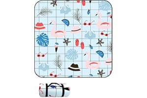 DOTBUY-SHOP Picknickdecke Wasserdicht, Campingdecke Stranddecke Wärmeisoliert Maschinenwaschbar Faltbar Picknickmatte, für Outdoor Strand Campen Wandern Ausflüge (Blauer Flamingo,200x200cm)