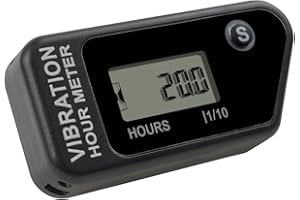 Runleader LCD-Vibrationsstundenzähler für Wartung, kabelloses und Bildschirmverriegelungsdesign für Rasenmäher, Generatoren, Kompressoren, Motorradkettensägen usw. (schwarz)